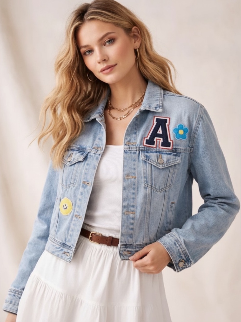 Celebrity Pink Y2K Denim Jacket Patches Varsity Smiley Small NWT - Picture 12 of 16